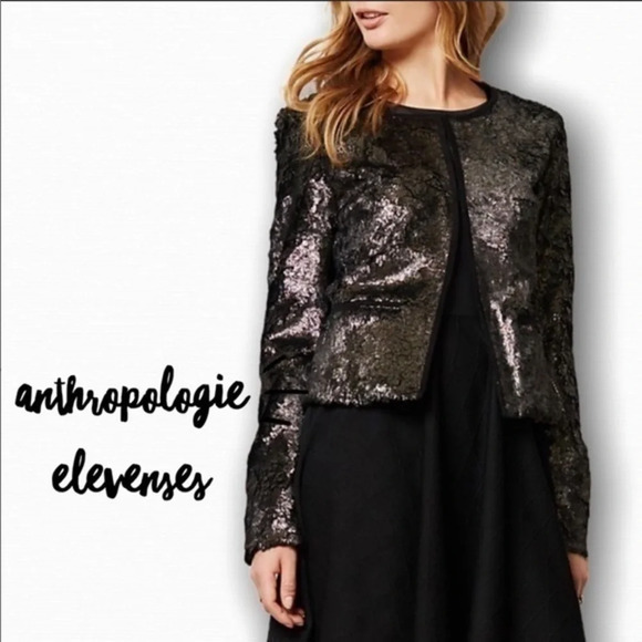 Anthropologie Elevenses Gold Leaf Jacket - Picture 1 of 8